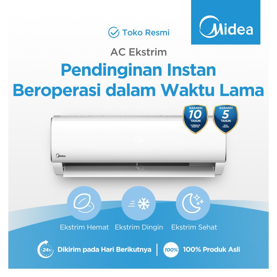 Midea AC Standard Double Gold Fin Wall Mounted Split 2 PK - MSAF-18CRN2